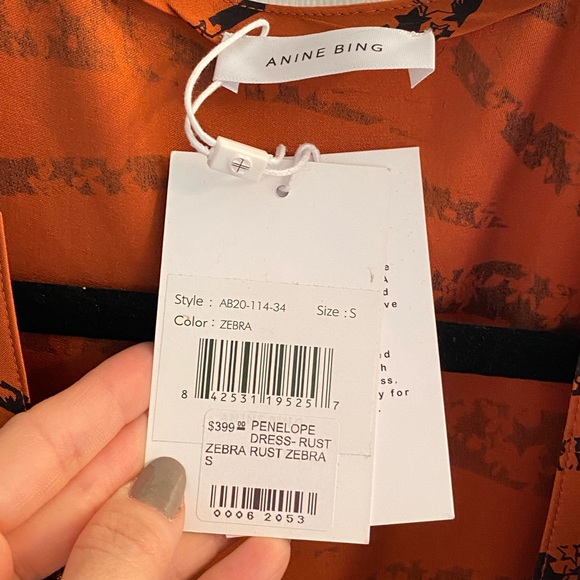 NWT Anine Bing ruched silk mini - Picture 6 of 7